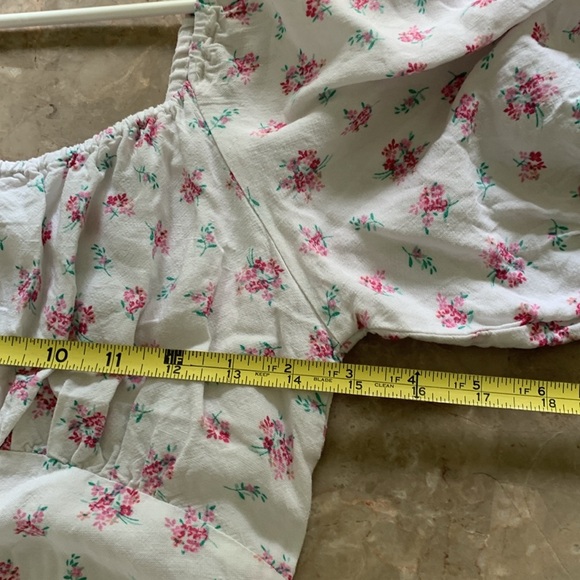 H&M‎ puff sleeves white romantic dress size S linen blend - Picture 7 of 8